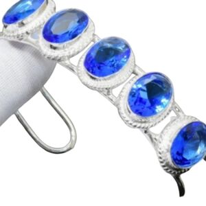 Swiss Blue Topaz + Sterling Silver 925 Bangle Bracelet